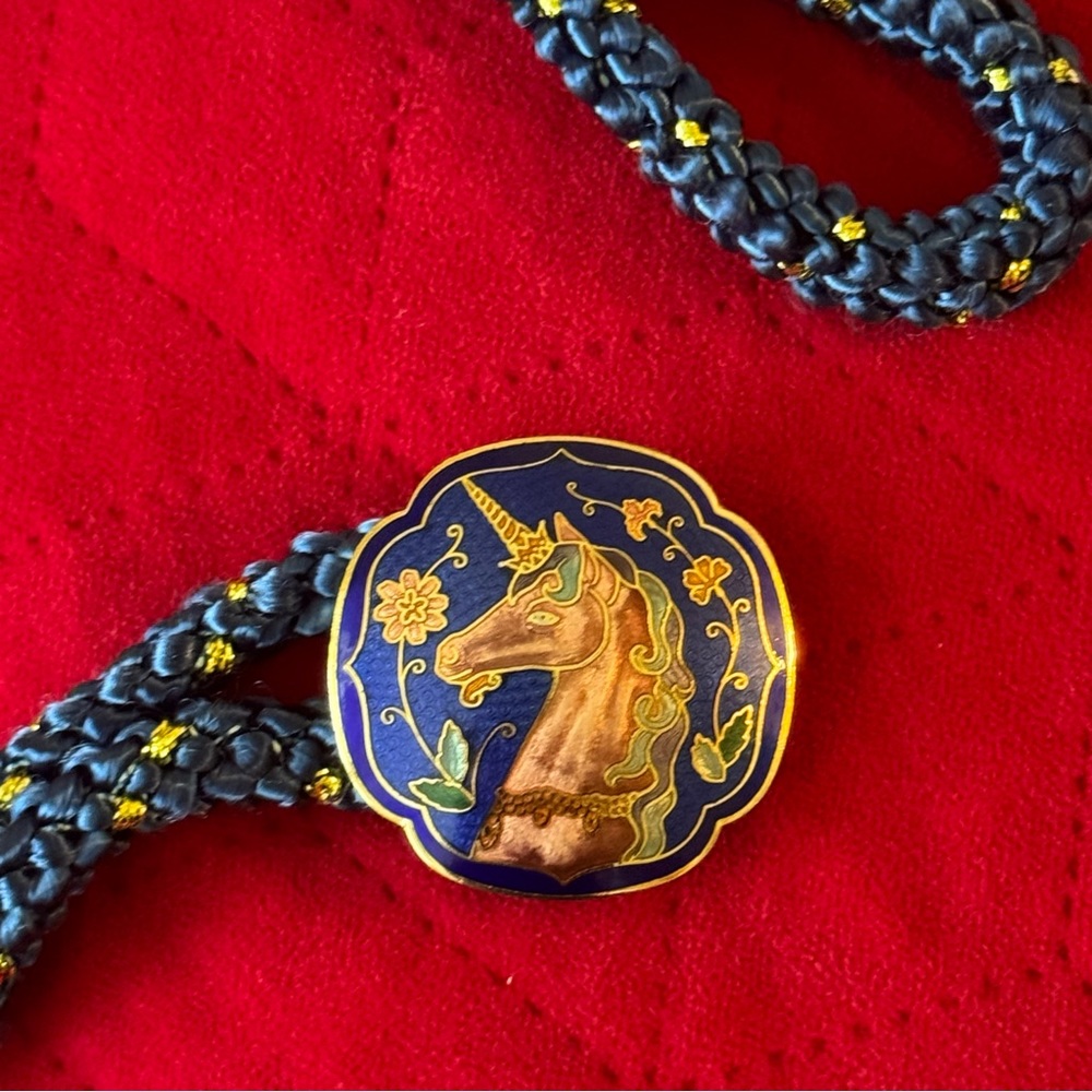 Vintage Cloisonné Unicorn Belt